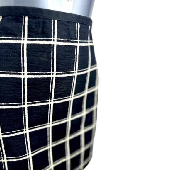 Madewell Cotton Windowpane Mini Skirt Black White Double Gauze Size 0 - Picture 3 of 9